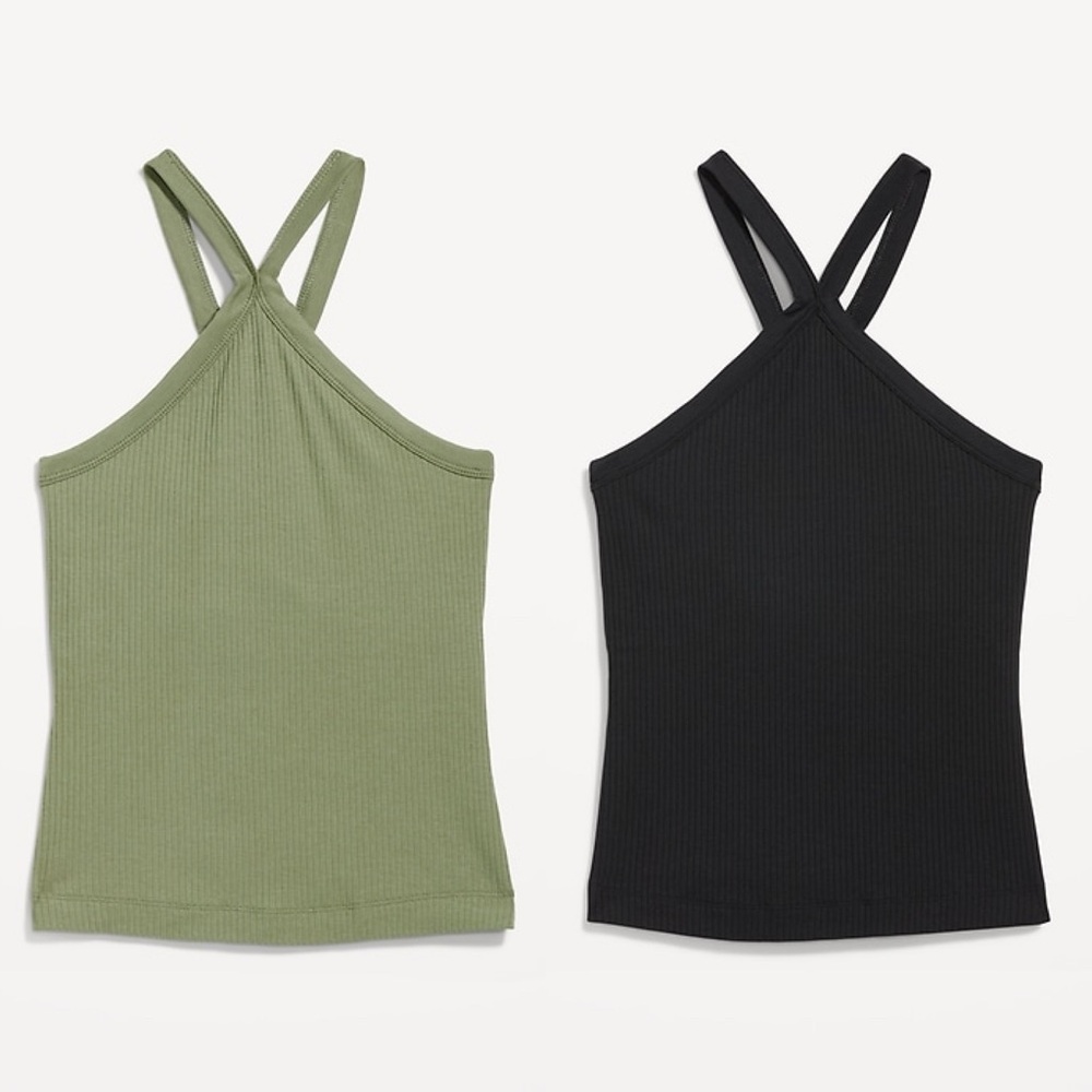 Old Navy Lot of 2 Halter Tank Top Cross Straps in Green & Black size XS NWOT